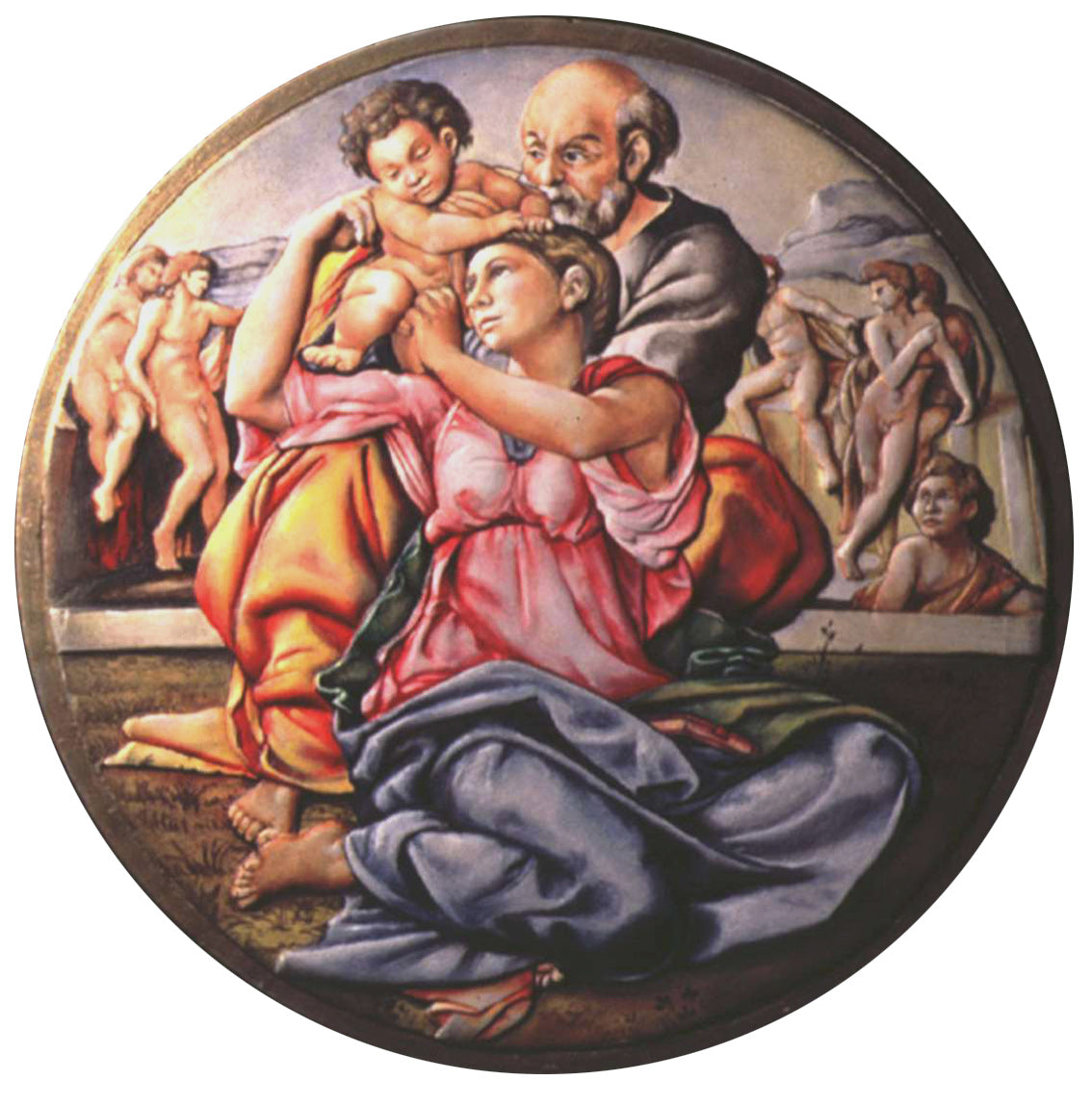 Tondo Doni - Flachrelief aus Keramik, von Hand gegossen, zum Bemalen